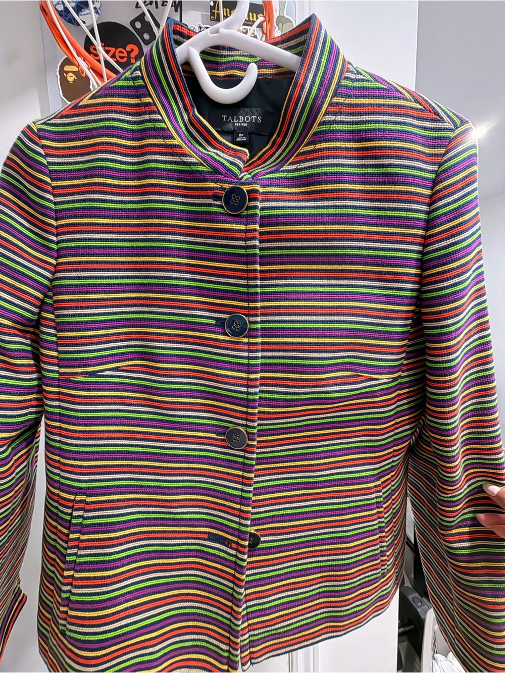 Talbots Striped Multi-Color Stand-Collar Jacket - Picture 2 of 3